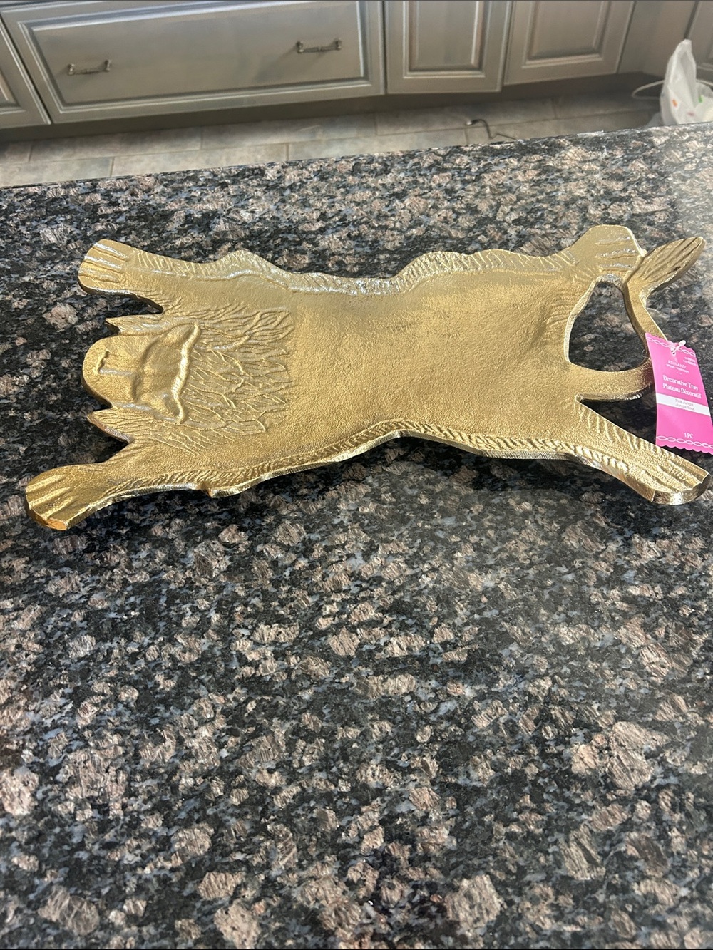 ASHLAND LARGE GOLD METAL LION TRAY NWT